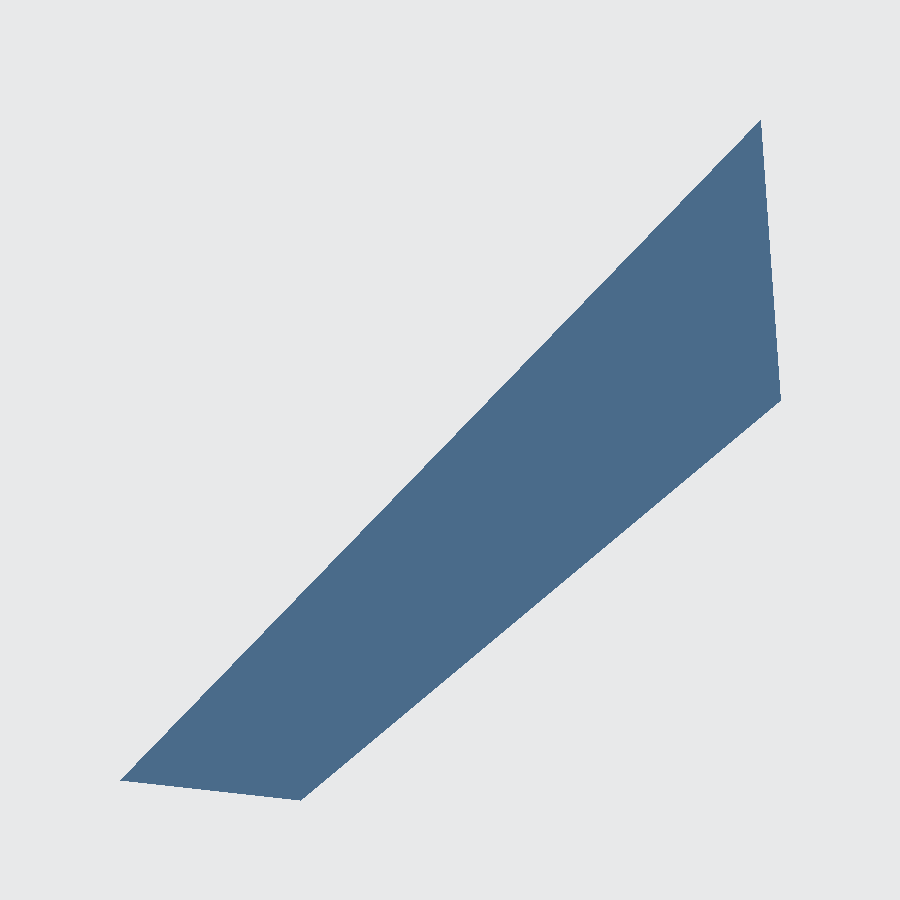 Flat square study: a single wedge of steel blue driven across a pale grey field.