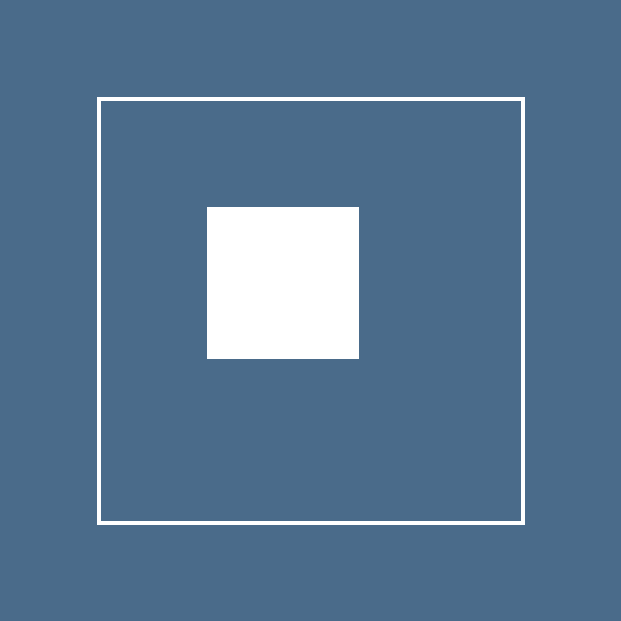Flat square study: a small solid square offset inside a much larger outline.
