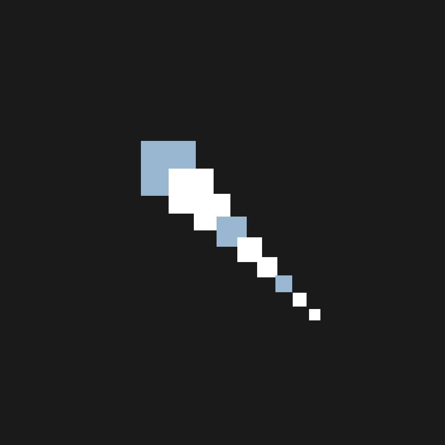 Flat square study: a spiral of small squares tightening across a black field.