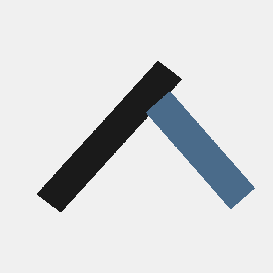 Flat square study: a diagonal band broken cleanly in two, halves misaligned.